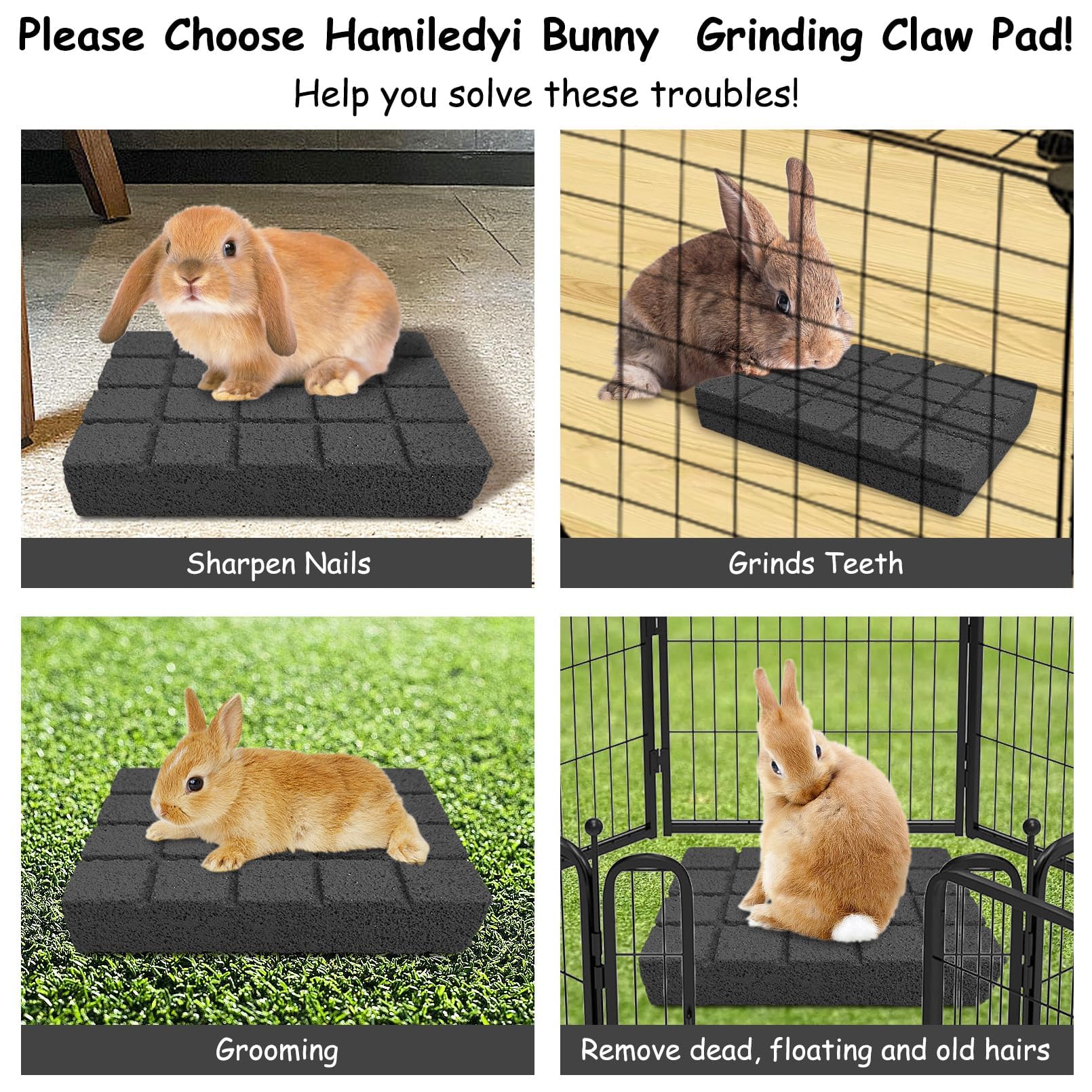 Hamiledyi 6Pcs Rabbit Scratching Pads - Bunny Lava Grinding Claw Pads For Small Animals - Hamster, Gerbil, Chinchilla, Hedgehog,